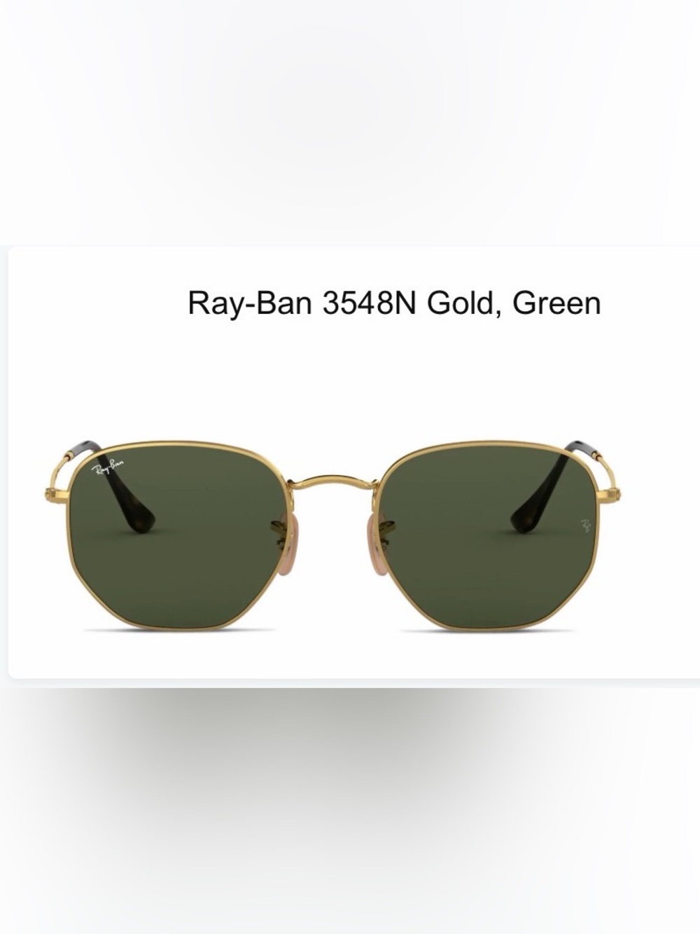 Ray-Ban Hexagonal Gold Frame Sunglasses with Dark Green Lenses